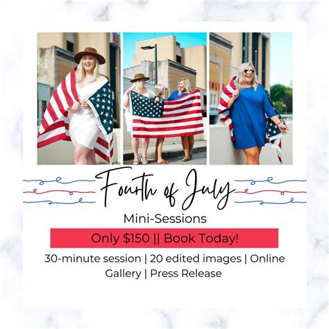 Fourth Of July Mini Session Canva Template Editable Photography Social