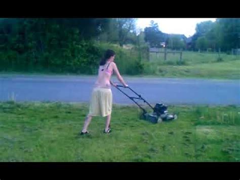 Hot Girl Mowing Lawn In Bra Youtube