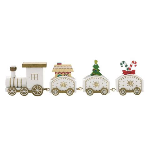 Happy Trees Wooden Christmas Train With Snowman Mini Train Decor Set