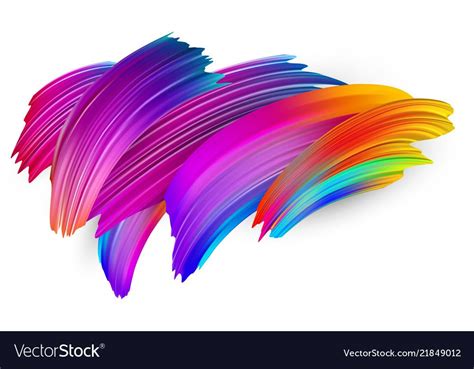 Colorful Abstract Brush Strokes On White Vector Image On