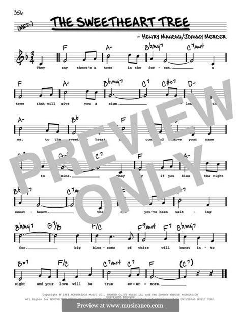 The Sweetheart Tree By H Mancini Sheet Music On Musicaneo