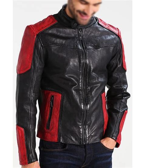 new fashion biker black and red leather jacket mens jacket makers