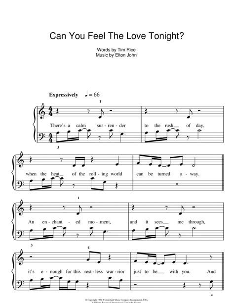 Download Can You Feel The Love Tonight Sheet Music By Elton John