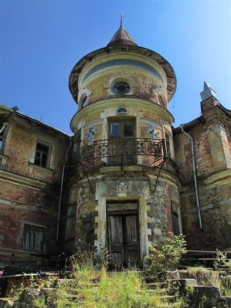 abandoned house built in the period of late eclecticism in a romantic style in the tver region