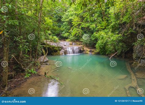 Emerald Waterfall In Forest Landscape Stock Image Image Of Beautiful