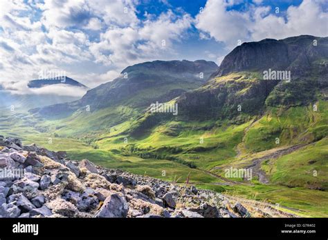 Clouds Over Scottish Highlands Valley At Spring Stock Photo Alamy