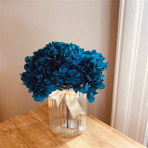 Blue Preserved Hydrangea With A Vase Wedding Decor Etsy