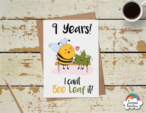 funny 9th anniversary card 9 year anniversary card funny etsy