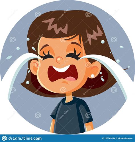 Little Sad Girl Crying Cartoon Character Stock Vector Illustration Of