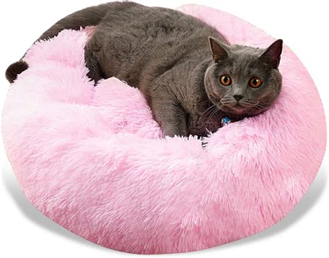 Petcute Large Cat Bed Fluffy Cuddle Cat Beds Donut Calming Pet Bed Dog