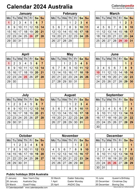 Australia Calendar 2024 Free Printable Word Templates Lunar Calendar
