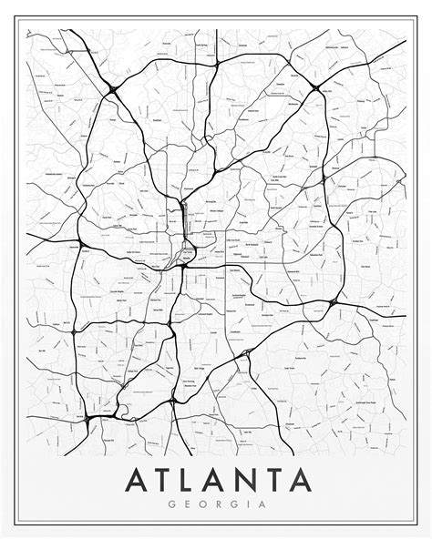 Atlanta Neighborhood Poster Atlanta Map Print Atlanta Map Etsy