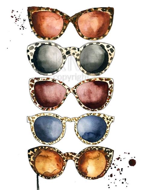 Leopard Sunglasses Ray Ban Fashion Illustration Watercolor Painting Fashion Wall Art
