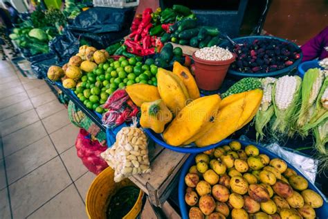 Traditional Ecuadorian Food Market Selling Agricultural Products And