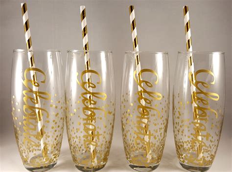 Celebrate Kate Spade Inspired Dots Stemless Champagne Flutes 4 Pack Is Available For Purchase