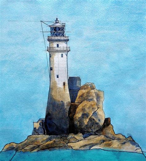 Fastnet Rock Lighthouse Painting By David Dillard Fine Art America