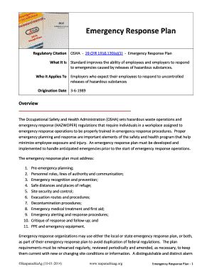 Aircraft (not during pushback, since then emergency response plan. emergency response plan osha - Fill Out Online, Download ...