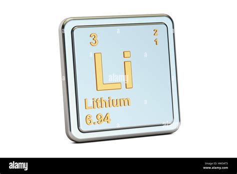 Lithium Li Chemical Element Sign 3d Rendering Isolated On White