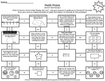 Math Maze - 4th Grade Summer / End of Year Review by Teachers R Us
