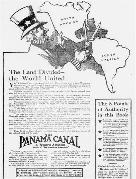 Advertisement For A Book On The Panama Canal Shortly After It Opened From The Pensacola Journal