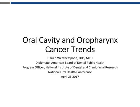 Pdf Oral Cavity Cancer Trends National Oral Health Conference