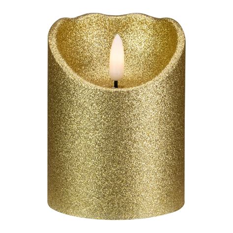 Led Gold Glitter Flameless Christmas Decor Candle Walmart Com