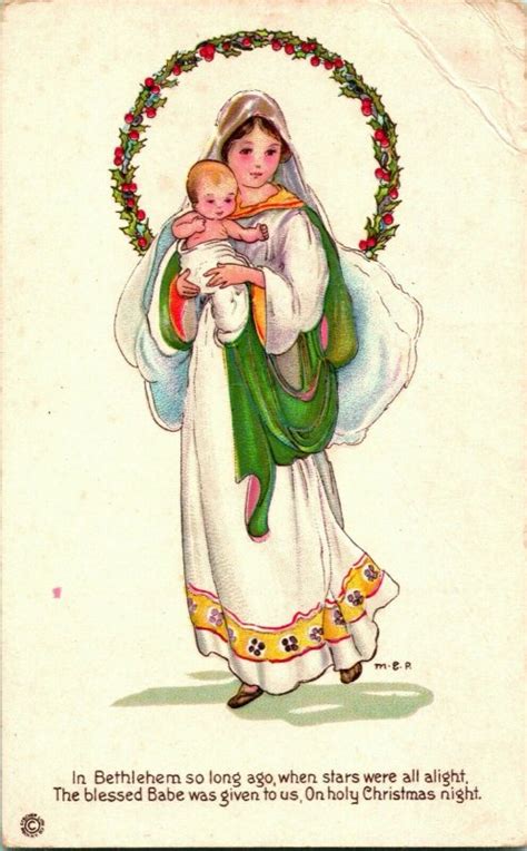 vtg postcard 1910s o holy christmas night poem mary jesus margaret