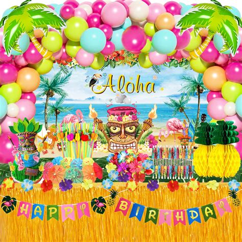 Hawaiian Luau Party Decoration Pack Pcs Tropical Beach Themed Aloha Summer Party Supplies