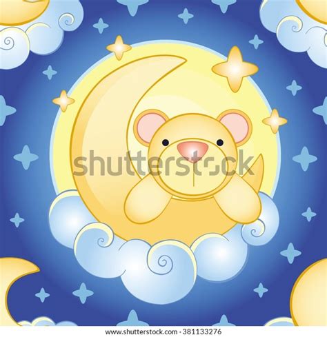 Bear On Moon Pattern Stock Vector Royalty Free 381133276 Shutterstock