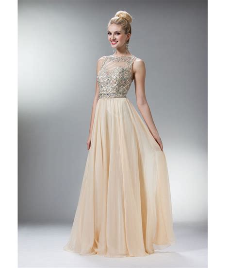 Champagne Chiffon And Stone Criss Cross Gown Uniquevintage Classy Prom