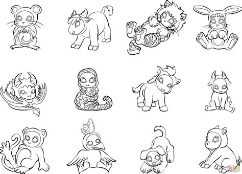 12 Chinese Zodiac Animals coloring page | Free Printable Coloring Pages