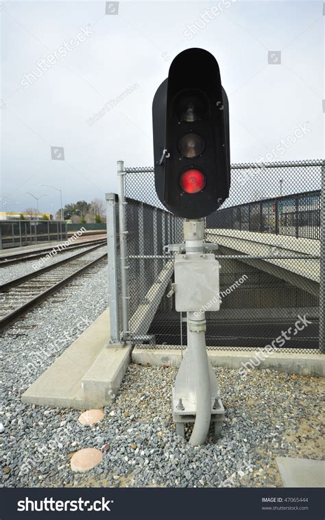 Railroad Colored Light Signal Replacing Old Stock Photo