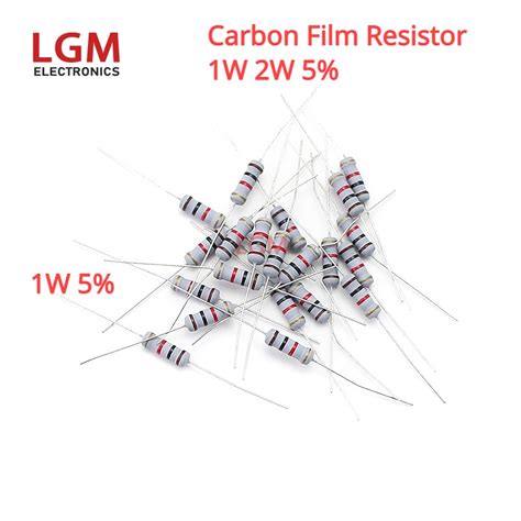 500pcs 1w 2w 5 Carbon Film Resistor 1r 1m 1r 10r 22r 47r 51r 100r 1k