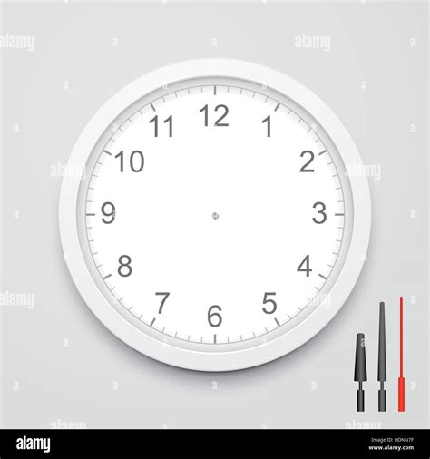 3d Vector Blank Clock Face With Hour Minute And Second Hands Isolated