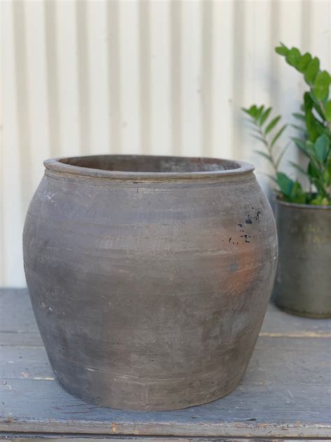 Extra Large Rustic Grey Clay Pot