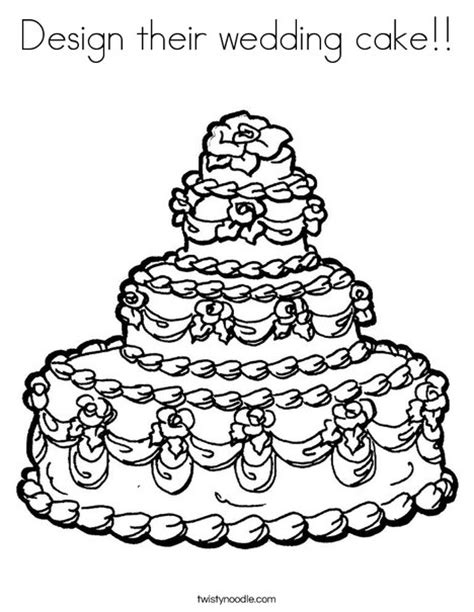 Design Their Wedding Cake Coloring Page Twisty Noodle
