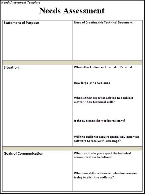 Assessment Templates Free Word Templates