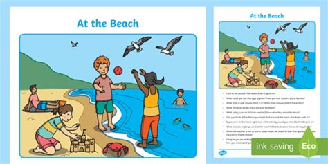 At The Beach Oral Language Worksheet Worksheet