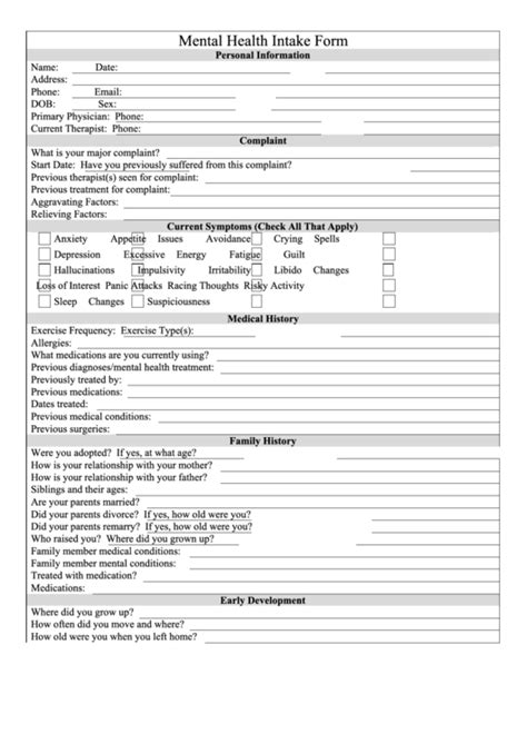 Top Mental Health Intake Form Templates Free To Download In Pdf Format