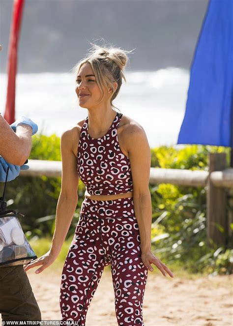 sam frost flaunts her toned midriff in activewear as she returns to work on home and away