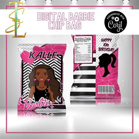 Barbie Chip Bag Barbie Party Black Barbie Chip Bags Rice Etsy