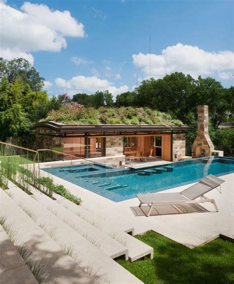 A Pool House In West Hills Has Curved Green Roof Home