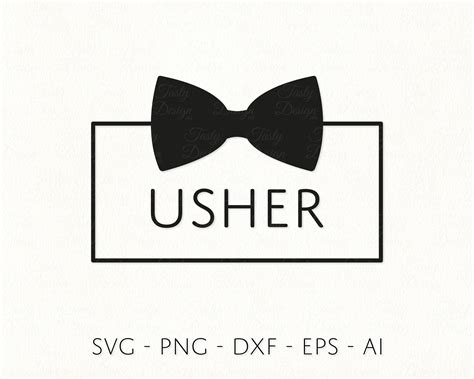 Usher Svg Bow Tie Svg Usher Sign Clipart Wedding Party Signs Etsy
