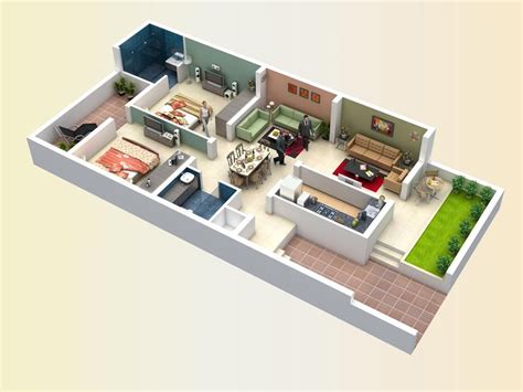 Best 3d Small House Plans 2 Bedroom With Patio 2015 Smallhouseplans