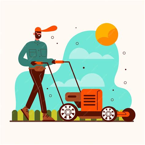 Premium Vector | Hand drawn lawn mowing illustration
