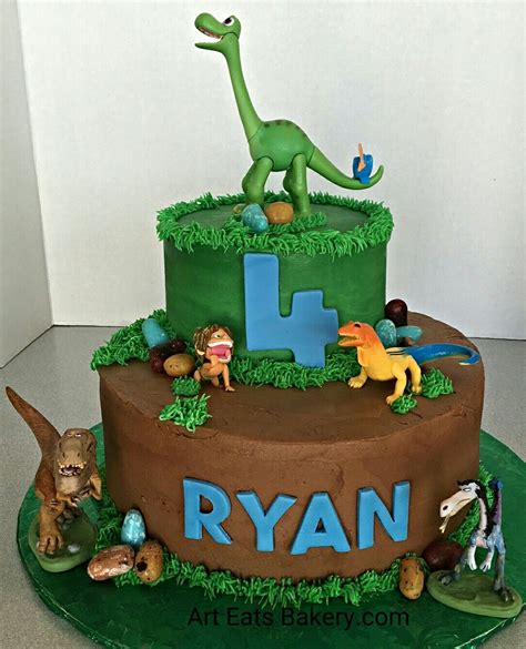 Boys Dinosaur Custom Creative Buttercream 4th Birthday Cake With
