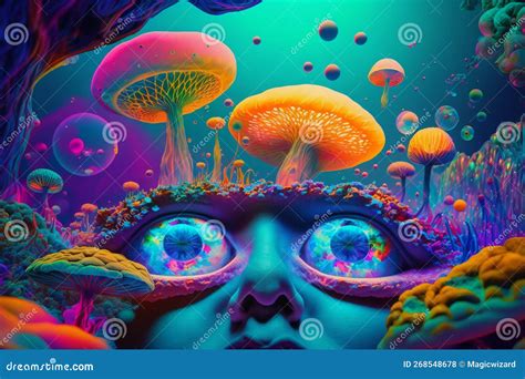psychedelic trip into wellness and escapism with surrealis and vibrant trippy illustrations