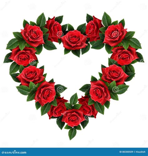 Red Rose Flowers Heart Shape Arrangement Stock Image Image Of