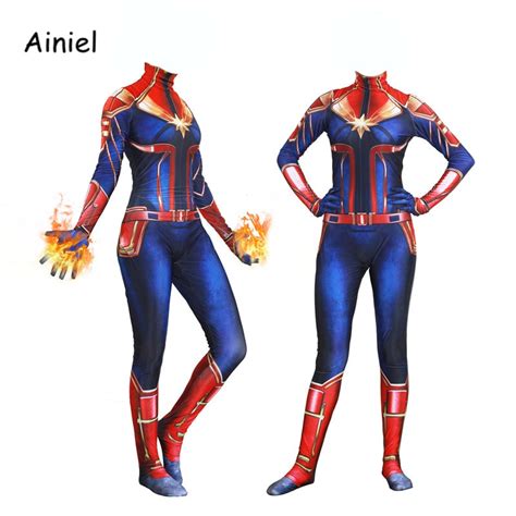 Women Girls Movie Captain Marvel Cosplay Costumes Carol Danvers