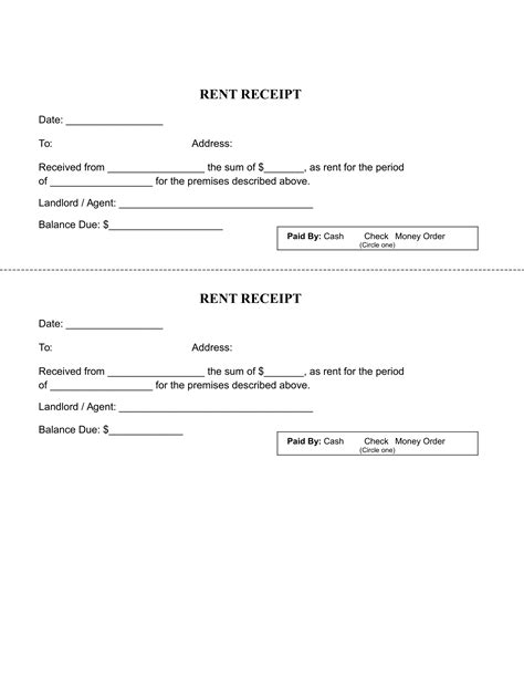 Receipt Template Rent Doctemplates